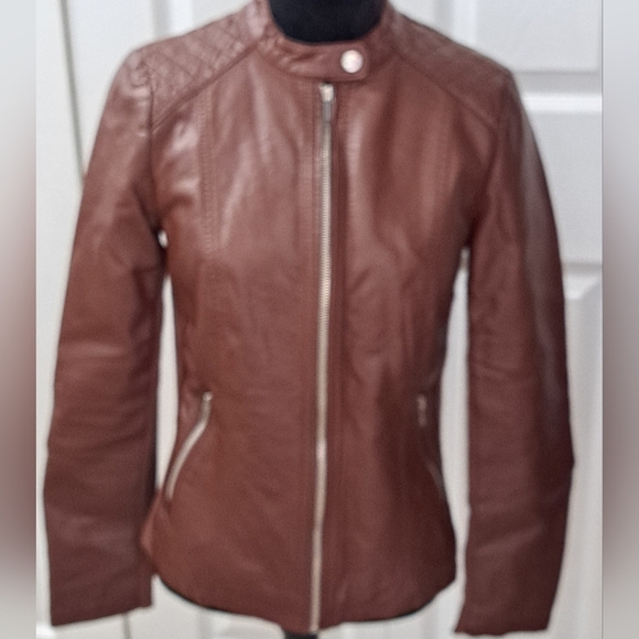 a.n.a. Brown Faux Leather Jacket    Size S - Picture 1 of 10